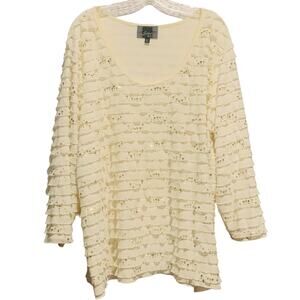 SLINKY BRAND Top Size 2X Stretchy Rows of Ruffles Sequins Women's